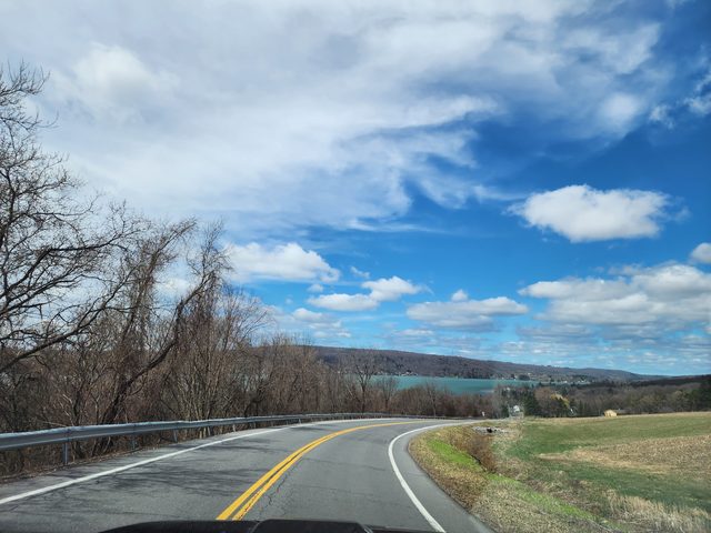 A lake view from a spring back road, April 2023